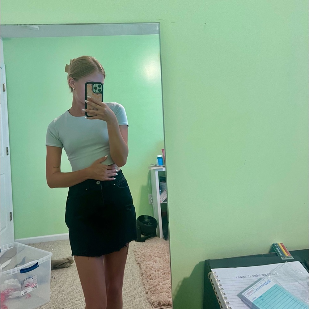 black jean skirt